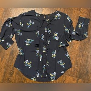 Ann Taylor Floral Popover Blouse